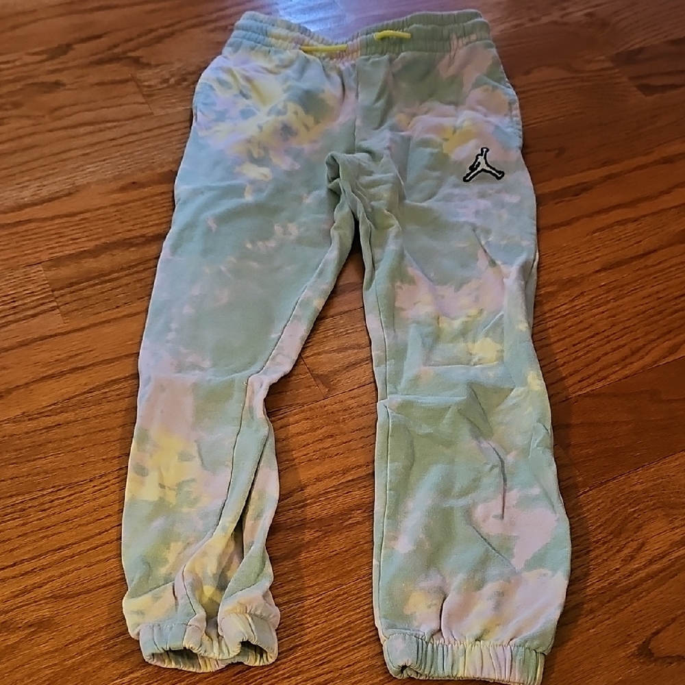 Jordan Kids Tie-Dye Joggers in Pastel Green and Yellow